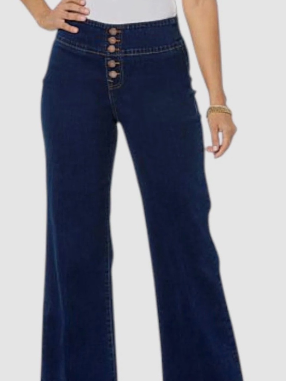 DG2 by Diane Gilman Women's Stretch Wide-Leg Jean Indigo 18W
